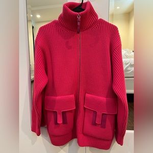 Brand new Hermes leather details jacket size 34 in Rose Flash with receipt!